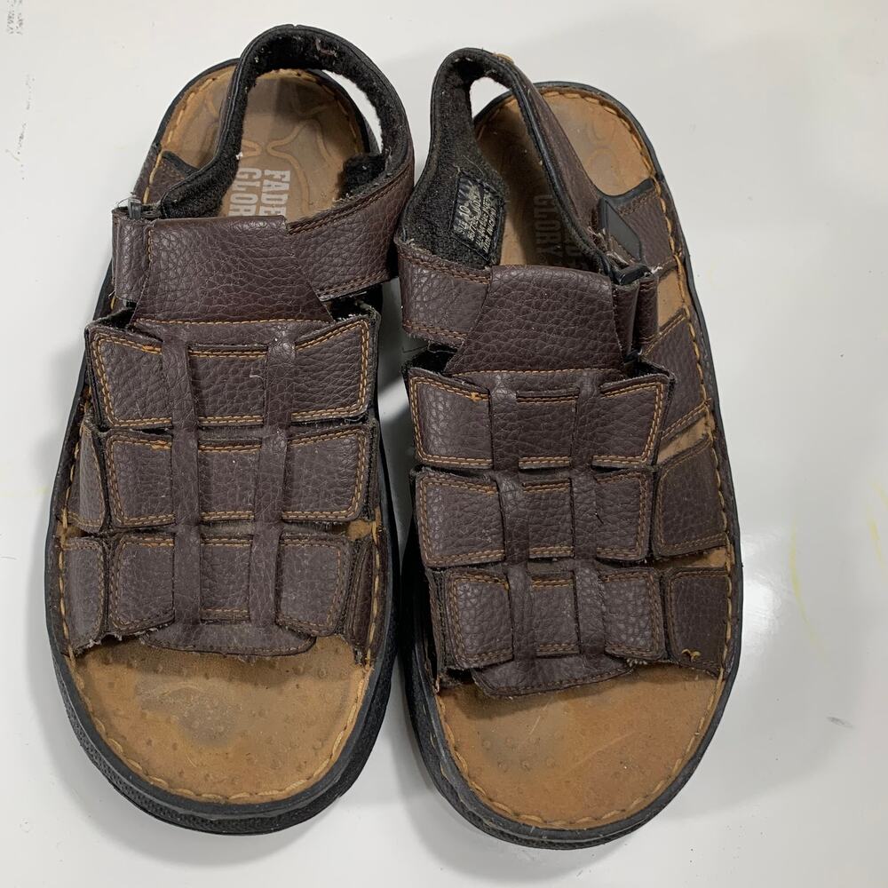 Faded Glory Mens 10 Fisherman Sandals Chunky Platform Leather Shoes
